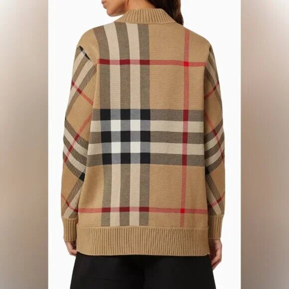 Burberry Cardigan in Check Technical Merino Wool Jacquard - Picture 3 of 16